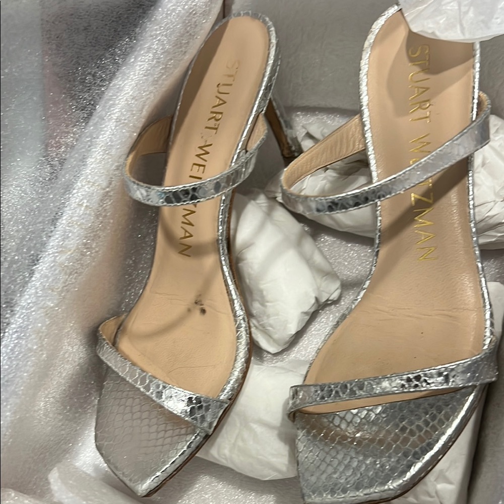 Stuart Weitzman Silver Sandals - image 2